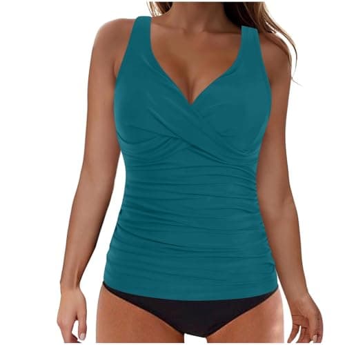Cethrio Women's Modest Ruched Tankini Swimsuits