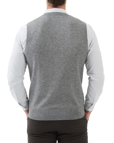 Kallspin Men's Wool Blended Relaxed Fit V-Neck Sleeveless Pullover