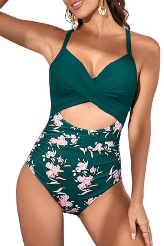 Eomenie Women's Tummy Control High Waisted Cutout One Piece Swimsuit