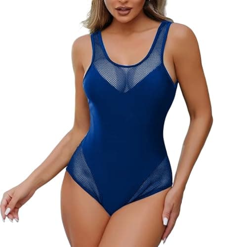 High Waisted Tummy Control Fishnet Swimsuit for Women Summer 2025