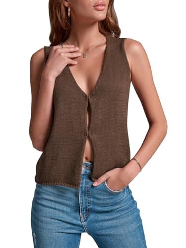 BZB Women's Summer Crochet Sleeveless Sweater Vest