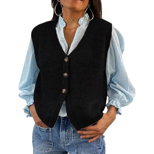 Women's XBTCLXEBCO V-Neck Sleeveless Knit Cardigan Vest
