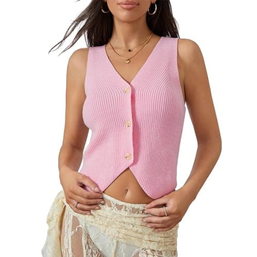 Usweetie Women's Sleeveless V-Neck Knit Sweater Vest