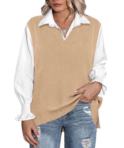 Plus Size Women's V-Neck Knit Sweater Vest XL-5XL Preppy Style