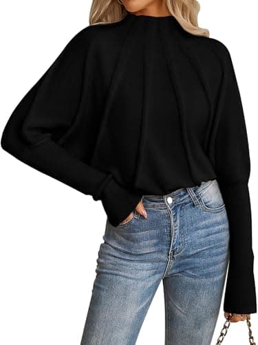 NALANISA Oversized Knit Batwing Sleeve Sweater for Women Trendy Pullover