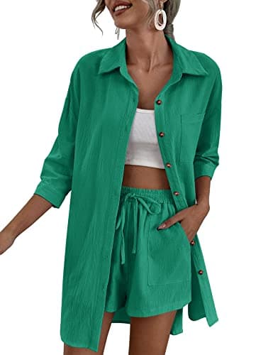 Zeagoo Women's Lounge Outfit Set: High-Low Shirt & Drawstring Shorts