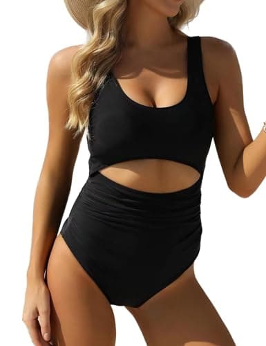 VIMPUNEC High-Waisted Tummy Control One-Piece Swimsuit Cut Out Design