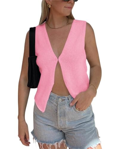 BZB Women's Summer Crochet Sleeveless Sweater Vest