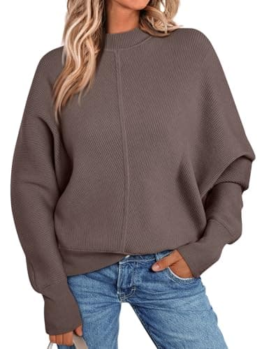 LILLUSORY Women's Trendy Oversized Mock Neck Sweater 2024 Winter Pullover