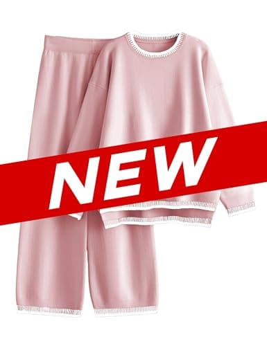 Lentta Women's Long Sleeve Knit Sweater & Wide Leg Pants Lounge Set