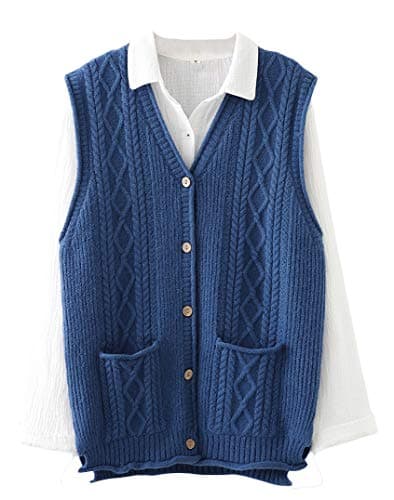 Minibee Women's Casual Sleeveless V-Neck Cardigan with Pockets