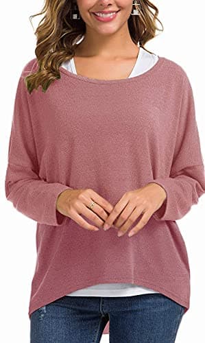 UGET Women's Oversized Batwing Sleeve Pullover Casual Top
