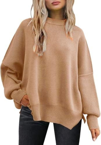 Cordat Women's Oversized Batwing Balloon Sleeve Knit Sweaters