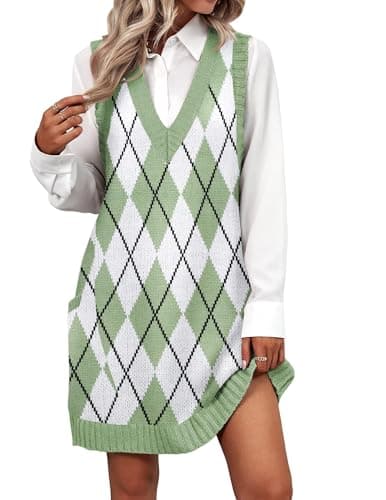 Zeagoo Women's V-Neck Knitted Sweater Dress with Pockets