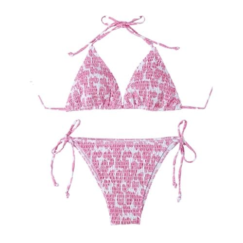 Plus Size Women's Sparkle Tie-Thong High-Waisted Swimwear