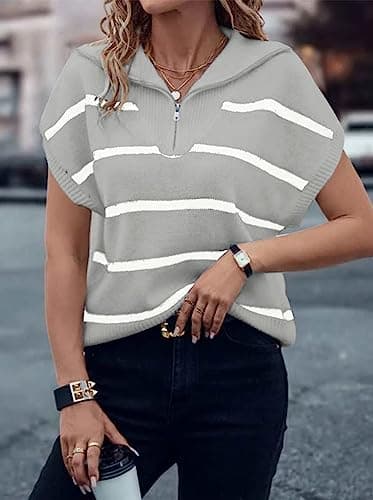 Viottiset Women's Sleeveless Striped Sweater Shirt