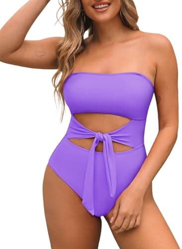 Pink Queen Women's Removable Strap Cutout High-Waist One-Piece Bathing Suit