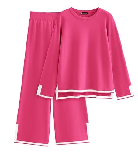 PRETTYGARDEN Women's Long Sleeve Knit Sweater Set & Wide Leg Pants Outfit