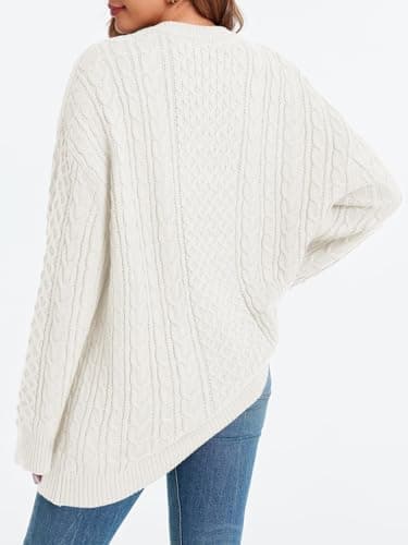 Saodimallsu Women's Oversized Chunky Cable Knit Long Sleeve Tunic Tops