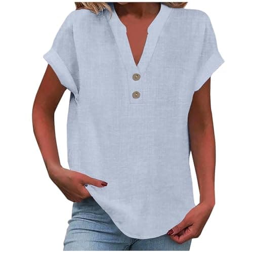 Lightweight Linen Shirts for Women Summer Casual Tops