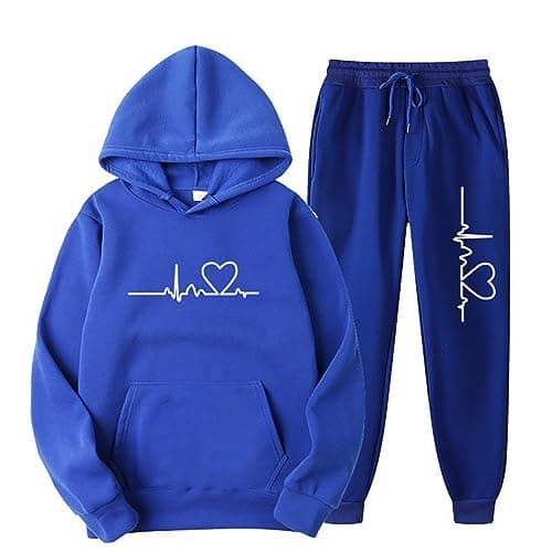 Lastesso Women's Funny Heart Print Baggy Jogger Set with Pockets