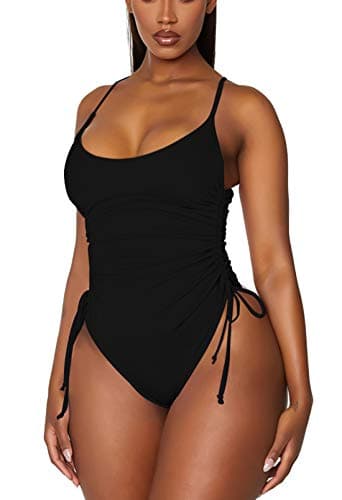 HAPCOPE Women's Cheeky High Cut Ruched One Piece Swimsuit