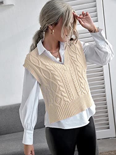 Jumppmile Women's V-Neck Sleeveless Pullover Crop Sweater Vest