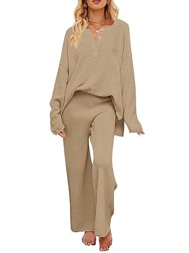 MEROKEETY Women's Long Sleeve Knit Sweater & Pants Set