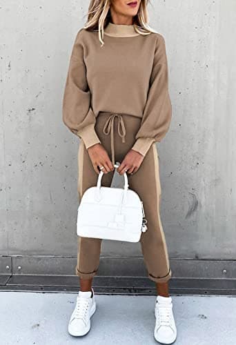 LaSuiveur Women's Two-Piece Knit Sweater & Long Pants Lounge Set