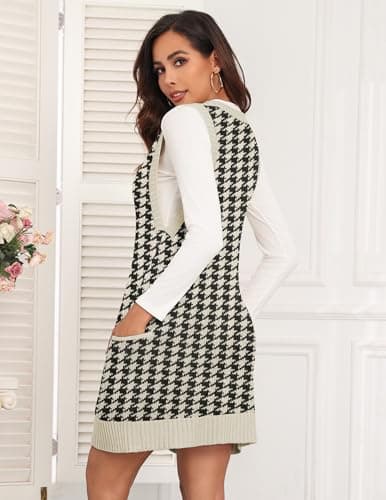 Zeagoo Women's V-Neck Knitted Sweater Dress with Pockets