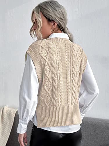 Jumppmile Women's V-Neck Sleeveless Pullover Crop Sweater Vest