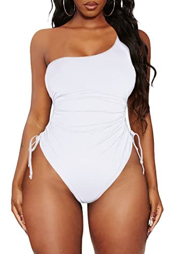 Viottiset Women's One Shoulder Ruched Swimsuit with Tummy Control
