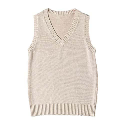 Blestirno Women's V-Neck Solid Color Sleeveless Sweater Vest