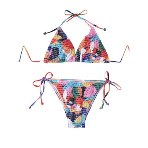 Plus Size Women's Sparkle Tie-Thong High-Waisted Swimwear