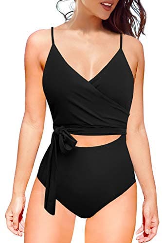 Upopby Women's Sexy Cut Out V Neck High Waisted One Piece Swimsuit