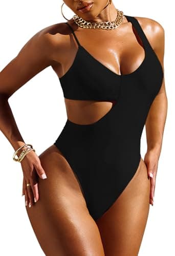 Pink Queen Women's Sexy One-Piece Swimsuit with Scoop Neck Cutout