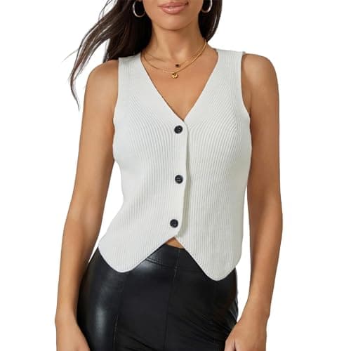 Usweetie Women's Sleeveless V-Neck Knit Sweater Vest