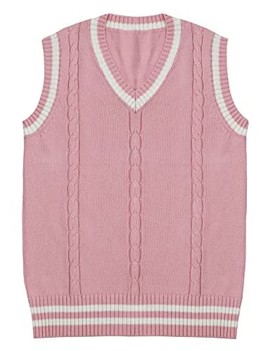 Gihuo Women's V-Neck Knitted School Uniform Tops