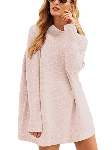 ANRABESS Women's Oversized Casual Long Sleeve Turtleneck Knit Tunic Sweaters 2024 Fall
