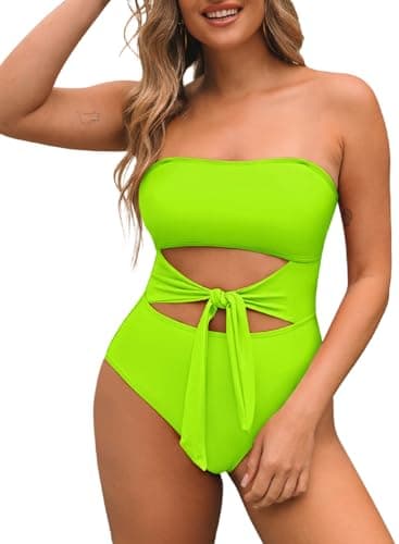Pink Queen Women's Removable Strap Cutout High-Waist One-Piece Bathing Suit