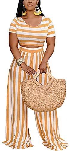 BFFBABY Women's Sexy Backless Crop Top & High Waist Wide Leg Pants Set
