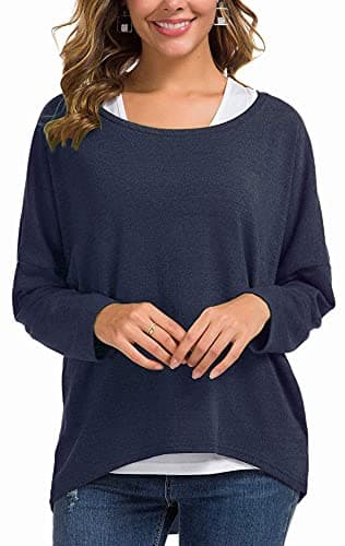 UGET Women's Oversized Batwing Sleeve Pullover Casual Top