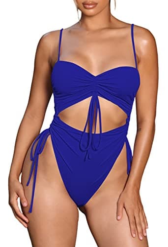 Viottiset Women's Cut-Out Drawstring Cheeky One-Piece Swimsuit