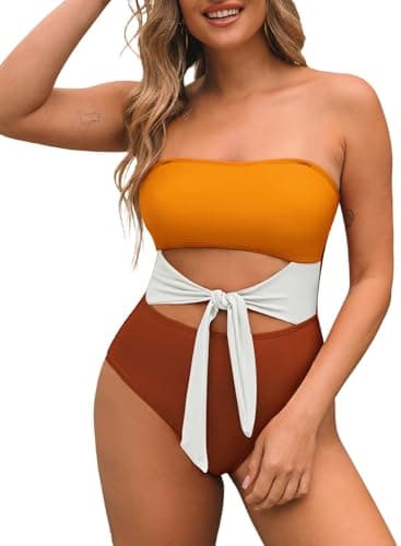 Pink Queen Women's Removable Strap Cutout High-Waist One-Piece Bathing Suit