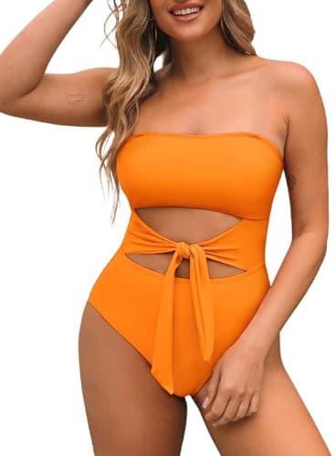 Pink Queen Women's Removable Strap Cutout High-Waist One-Piece Bathing Suit