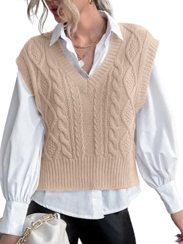 Jumppmile Women's V-Neck Sleeveless Pullover Crop Sweater Vest