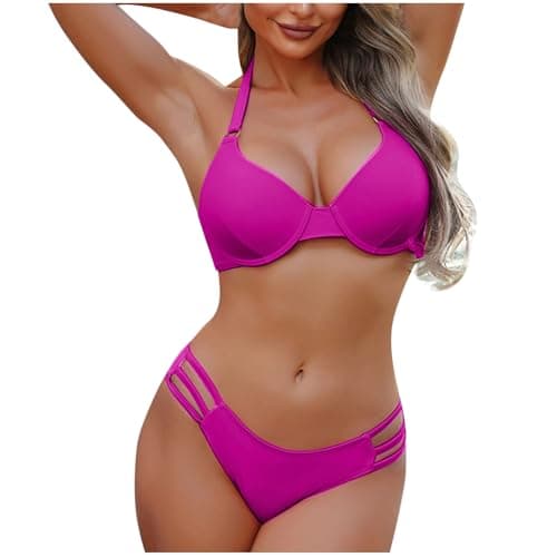 Cethrio Women's Cute Halter Tummy Control Bikini Swimsuit