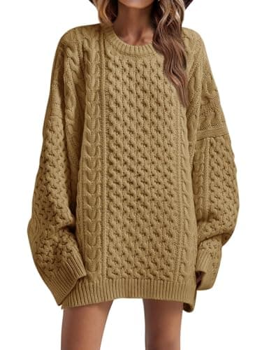 Saodimallsu Women's Oversized Chunky Cable Knit Long Sleeve Tunic Tops