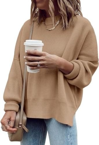 Imily Bela Women's Oversized Tunic Sweater Ribbed Knitija