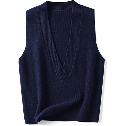 ZUEVI Women's V-Neck Crop Knit Sweater Vest Casual Trendy